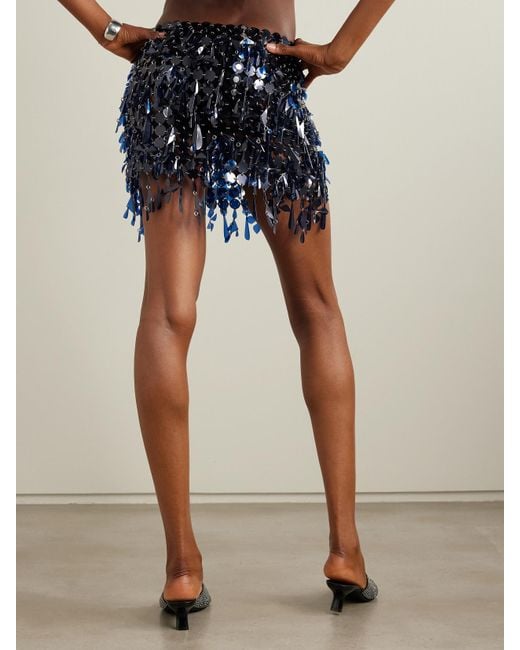 Rabanne Blue Assemblage Sequined Mini Skirt
