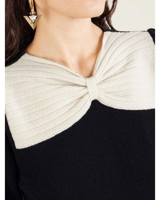Valentino Garavani Black Bow-Detailed Two-Tone Wool Sweater