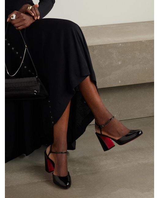 Christian Louboutin White Jane 85 Patent-Leather Pumps