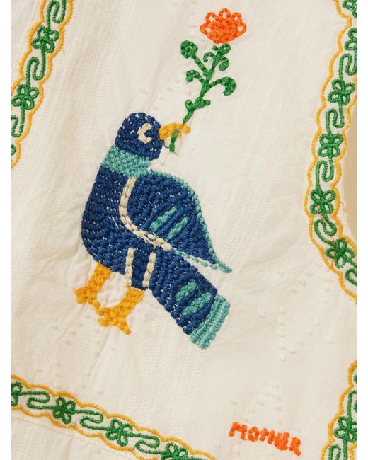 Mother Natural The Peasant Poet Embroidered Cotton-Voile Shirt