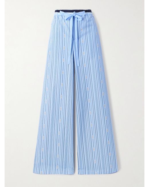 Gucci Blue Hose Mit Weitem Bein Aus Gestreifter Baumwollpopeline