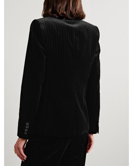 Nili Lotan Black Veda Doppelreihiger Blazer Aus Baumwollsamt Mit Streifen