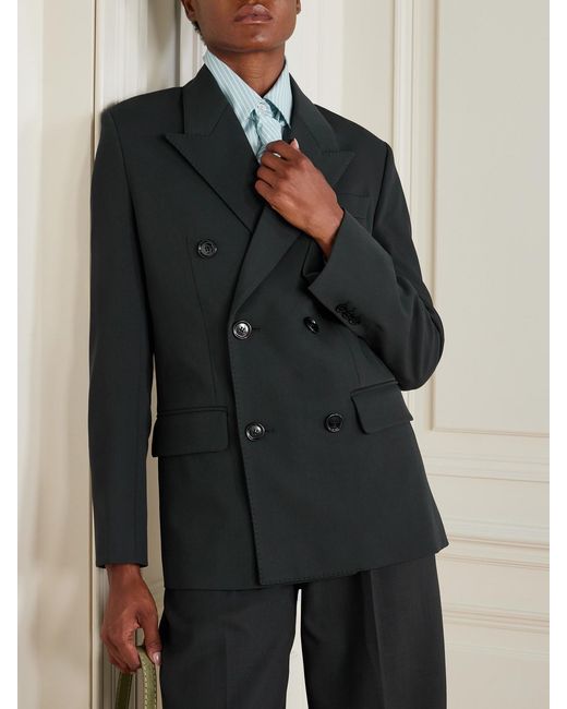 AMI Black Oversized Double-Breasted Wool Blazer