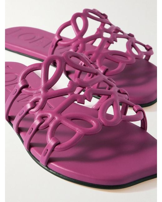 Loewe Purple Paula's Ibiza Petal Anagram Leather Slides