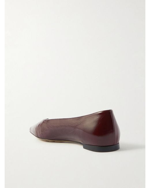 Bottega Veneta Brown Sofia Patent-Leather Point-Toe Ballet Flats