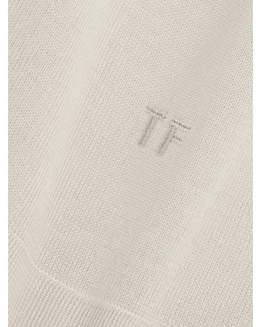 Tom Ford Natural Embroidered Cashmere And Silk-Blend Sweater