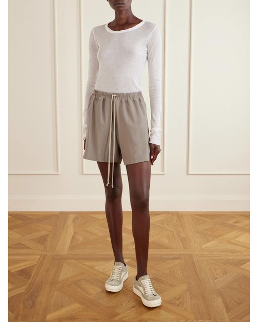 Rick Owens Natural Vintage Suede-Trimmed Leather Sneakers