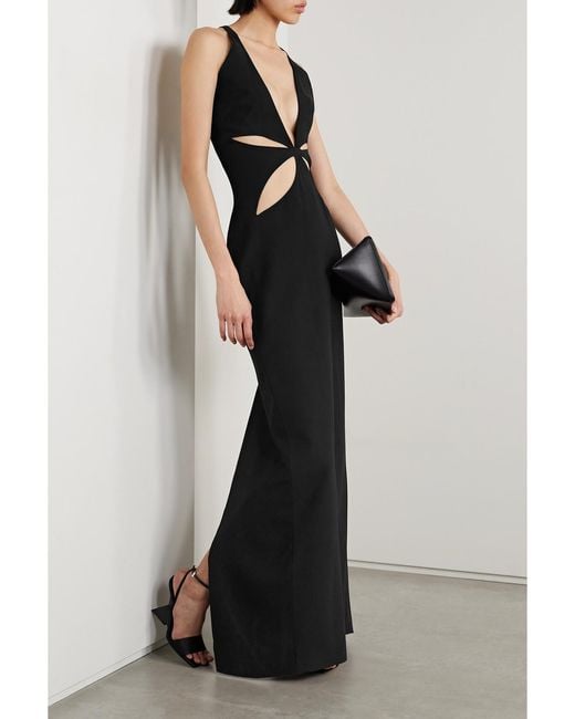 Monot Black Cutout Crepe Maxi Dress