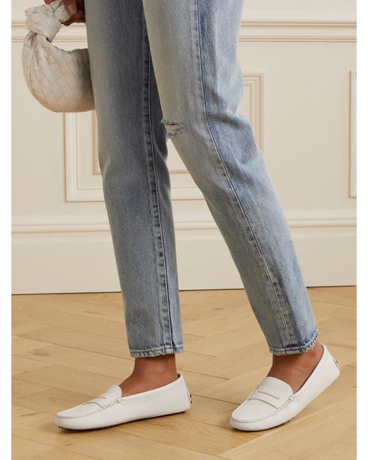 Tod's Natural Gommino Textured-Leather Loafers