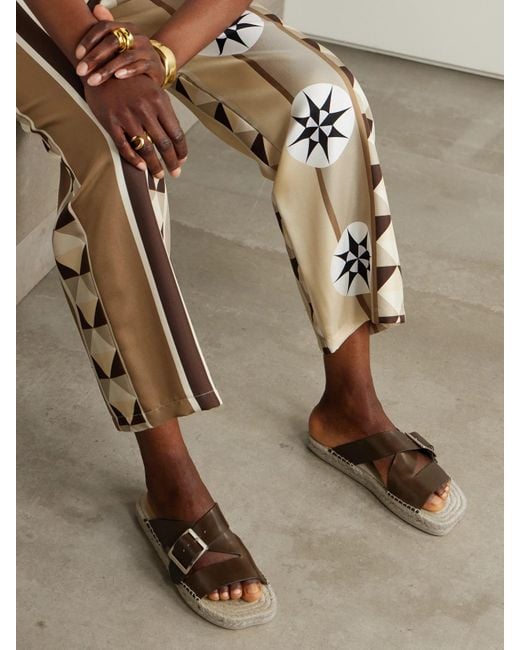 Loewe Brown Paula's Ibiza Leather Platform Sandals