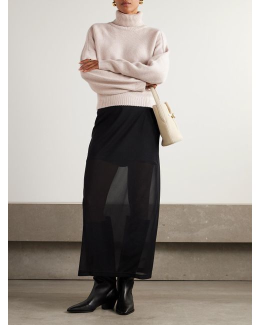 LeKasha Natural Bangkok Ribbed Organic Cashmere Turtleneck Sweater