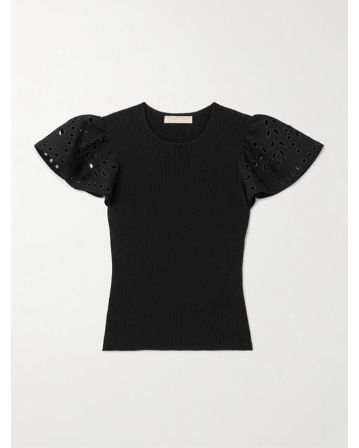 Ulla Johnson Black Edith Oberteil Mit Rüschen Und Stickereien