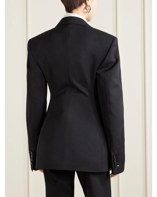 Stella McCartney Black Double-Breasted Twill-Trimmed Wool Blazer