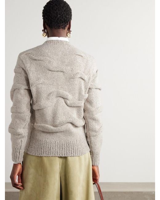 Loro Piana Natural Gathered Knitted Wool Sweater