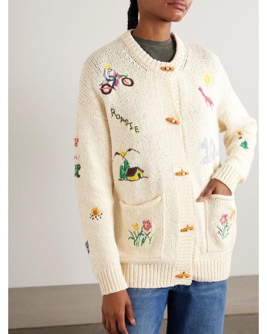 Mother Natural The Long Drop Embroidered Cotton And Alpaca-Blend Cardigan