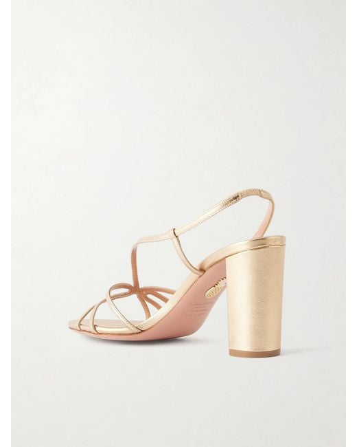 Aquazzura Natural Talk To Me 85 Metallic Leather Sandals