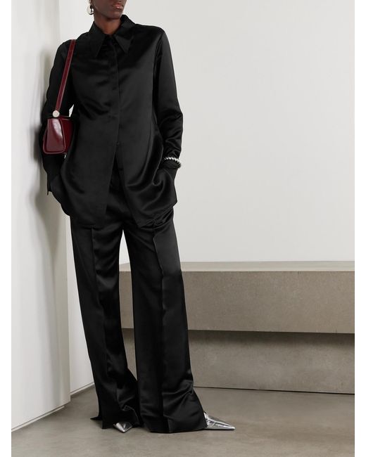 Jil Sander Black Satin Wide-Leg Pants