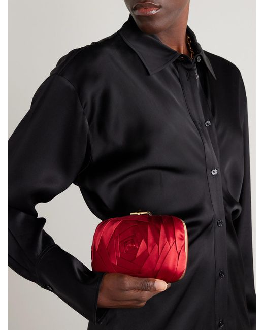 Roger Vivier Red Boite De Nuit Rose Embellished Satin Clutch