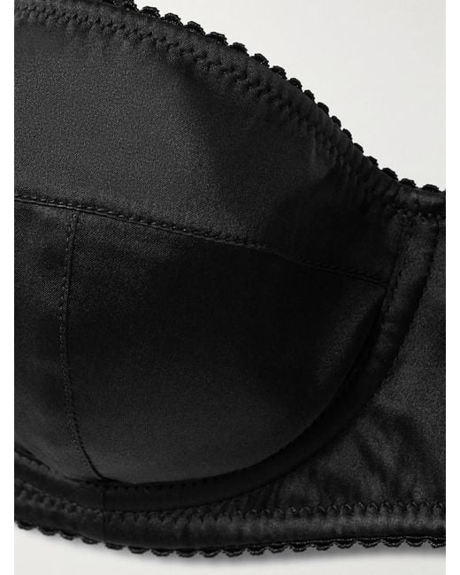 Dolce & Gabbana Black Silk-Blend Satin Underwired Balconette Bra
