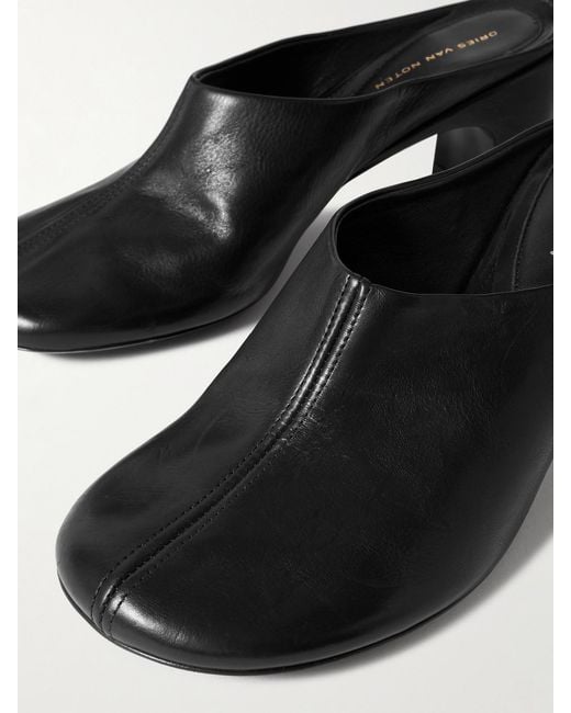 Dries Van Noten Black Leather Mules
