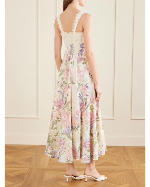 Charo Ruiz White Crissy Floral Printed Cotton-Blend Maxi Dress