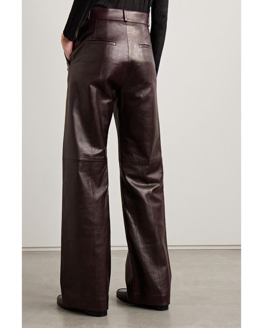 Veronica de Piante Purple Audrey Paneled Leather Wide-Leg Pants