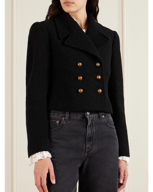 Chloé Black Double-Breasted Wool-Blend Jacket