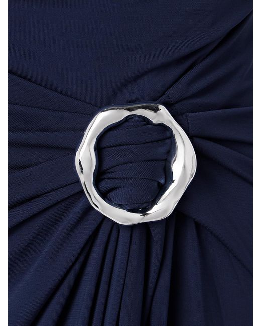 Jonathan Simkhai Blue Emma Robe Aus Jersey Mit Raffungen Und Verzierung