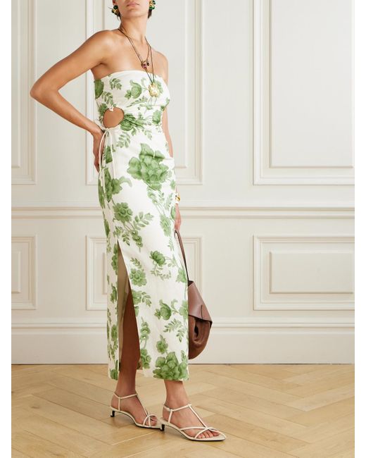 SIR. Gardella Strapless Cutout Floral-Print Linen Midi Dress in Green | Lyst SIR. Gardella Strapless Cutout Floral-Print Linen Midi Dress in Green | Lyst