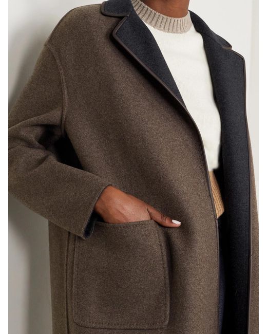 Loro Piana Black Jimi Reversible Belted Leather-Trimmed Cashmere-Blend Jacket