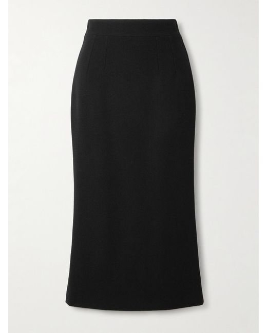 Dolce & Gabbana Black Textured-Wool Midi Skirt
