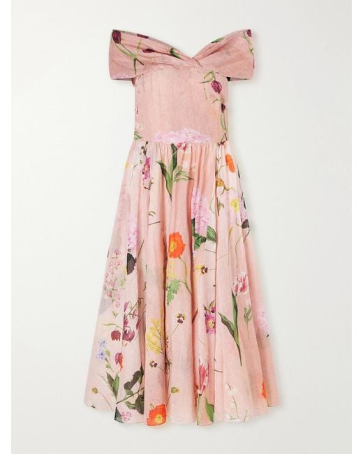 Oscar de la Renta Pink Cotton Midi Dress