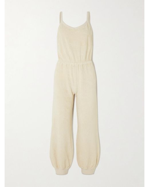 Suzie Kondi Natural Giorgi Cropped Cotton-Blend Terry Jumpsuit