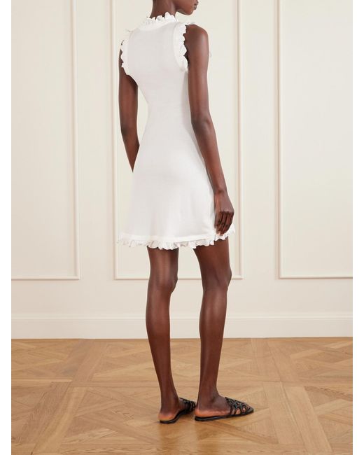 Loewe White Paula's Ibiza Ruffled Cotton-Blend Mini Dress