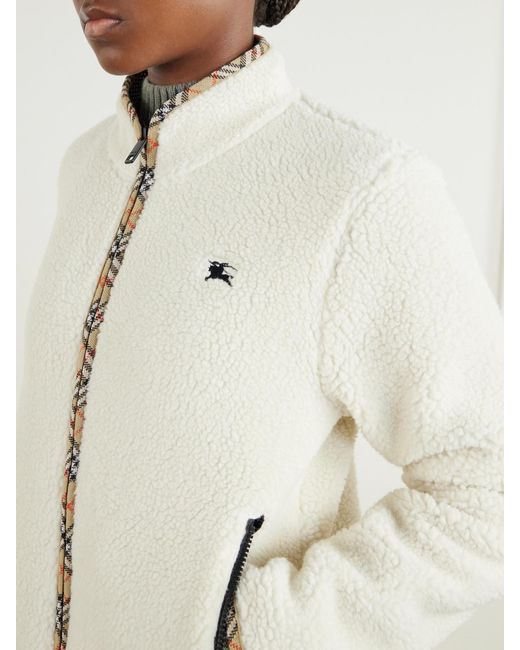 Burberry Natural Check-Trimmed Wool-Blend Plush Jacket