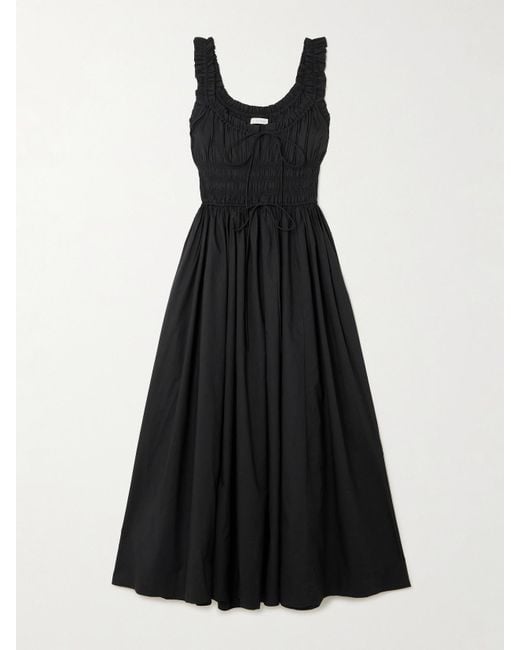 Doen Black Emmaretta Midikleid Aus Biobaumwoll-Voile Mit Raffungen Zum Binden