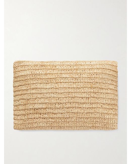 Saint Laurent Natural Cassandre Raffia Clutch