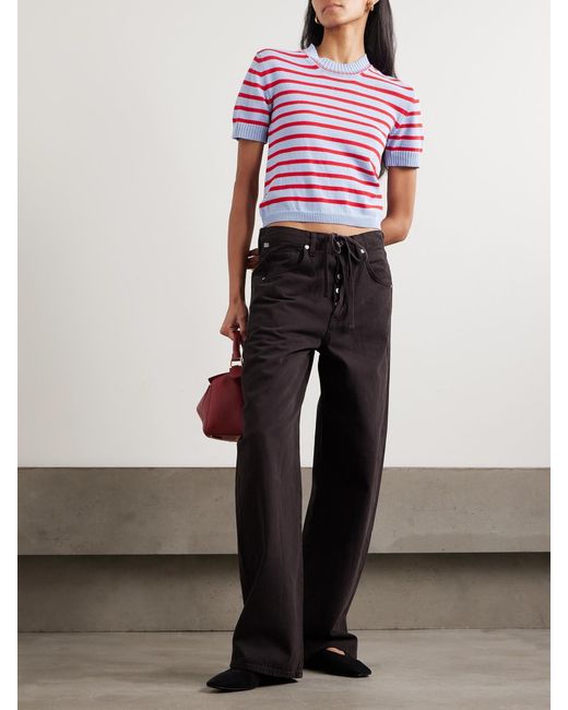 &Daughter Red Shona Striped Organic Cotton Top