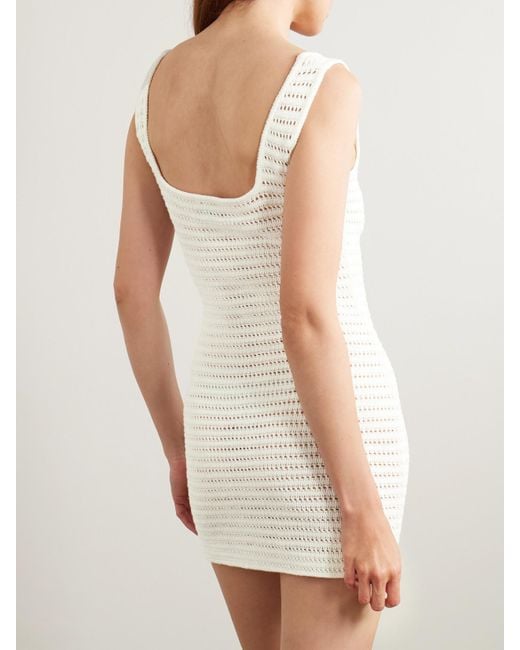 Mini-Robe En Lin À Mailles Pointelle Siflag LeKasha en coloris White