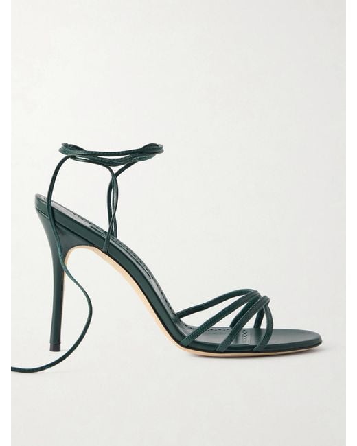 Manolo Blahnik Metallic Leva 105 Leather Sandals