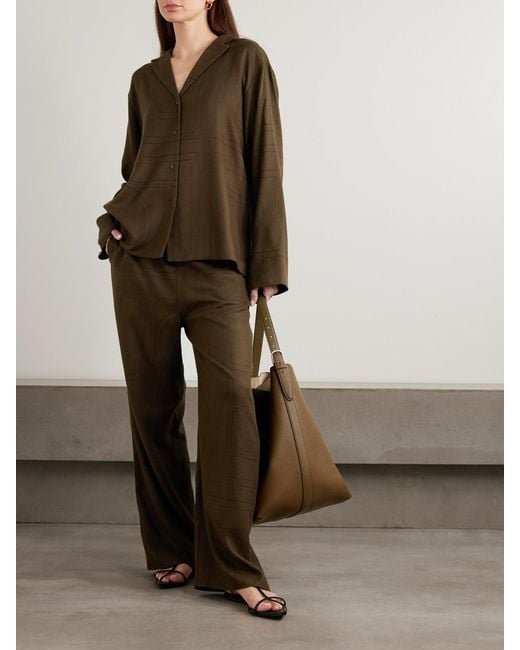 Totême Green Embroidered Tencel Lenzing Modal Pants