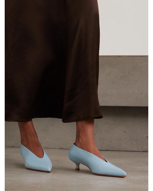 Aeyde Blue Clara Leather Pumps