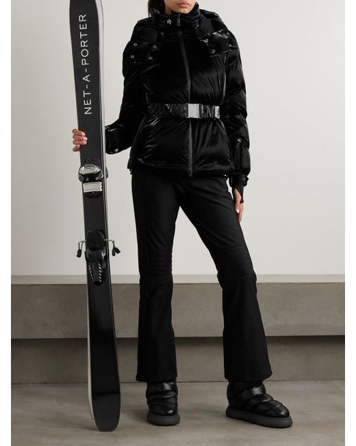 Perfect Moment Black Candice Belted Quilted Down Ski Jacket