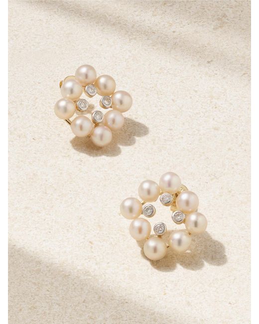 Mateo Natural 14-Karat And, Pearl And Diamond Earrings