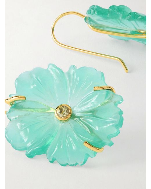 Lizzie Fortunato Blue New Bloom Enamel-Plated, Glass And Lemon Quartz Earrings