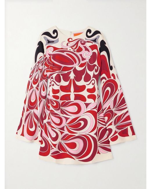 LaDoubleJ Red Icon Supremes Minikleid Aus Bedrucktem Crêpe