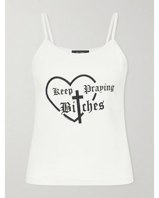 Willy Chavarria White Printed Cotton-Jersey Tank