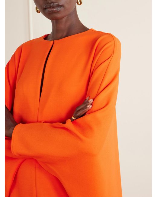 Oscar de la Renta Orange Draped Crepe Gown
