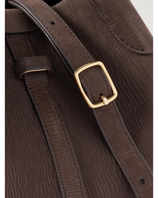 Loro Piana Brown Bale Small Textured-Suede Shoulder Bag