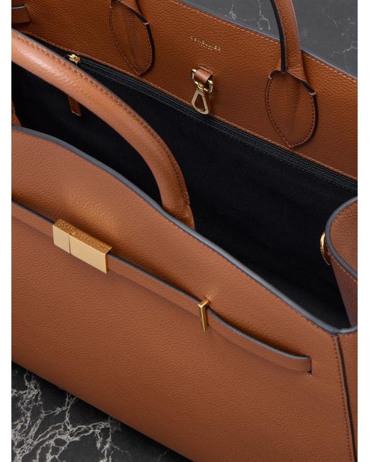 DeMellier London Brown The Hudson Kleine Tote Aus Strukturiertem Leder